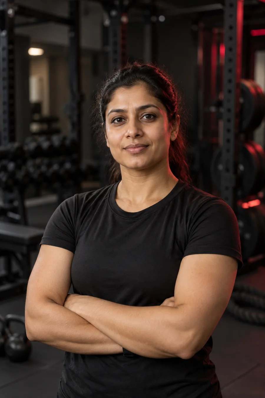 Portrait of an Indian strength coach in a gym